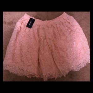 Baby pink High waisted lace skirt